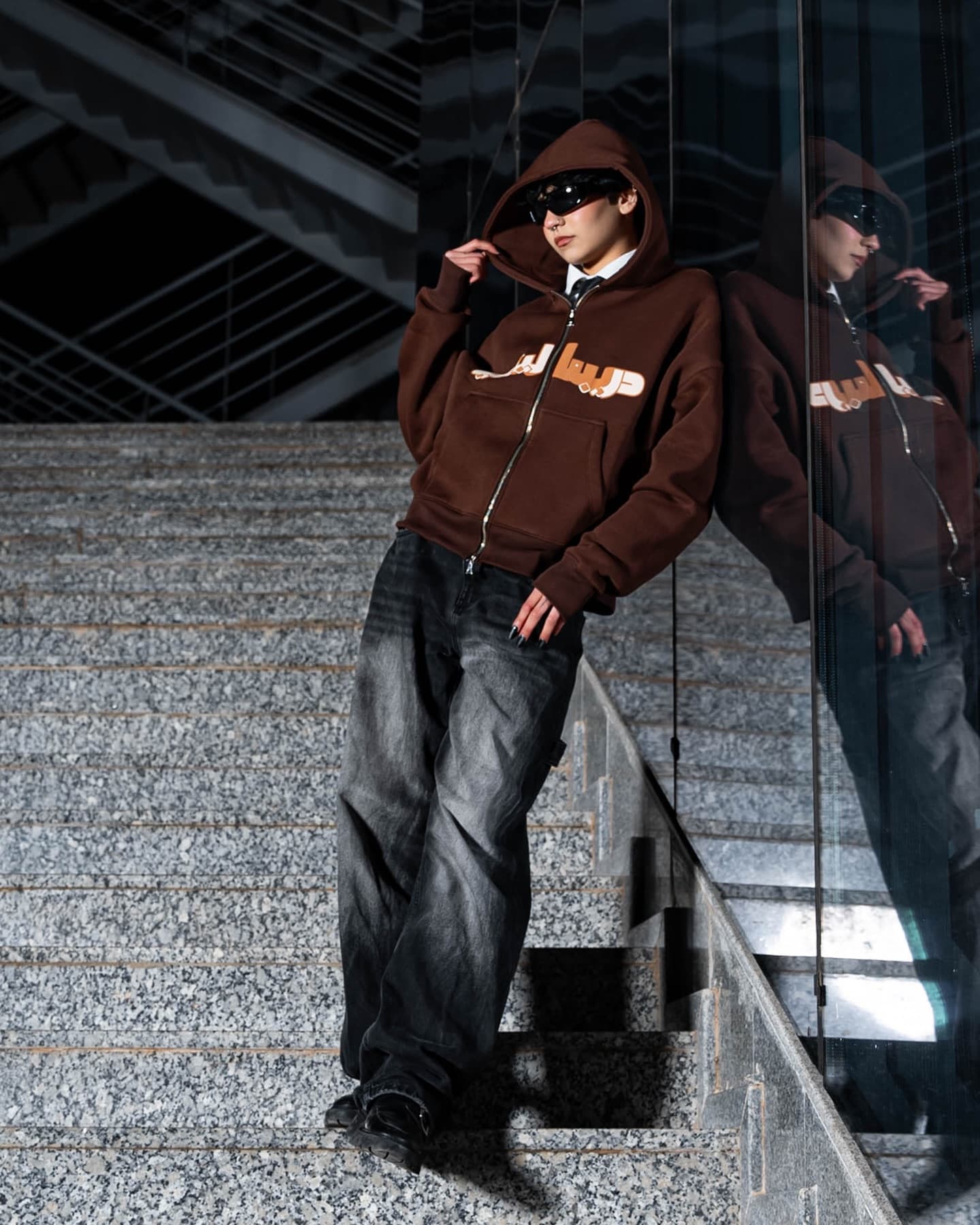 Brown Archive Zip Hoodie, view 3