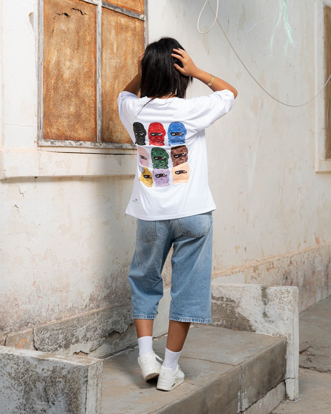 Dripnality’s Oversized Multi-Balaclavas White T-Shirt image 3