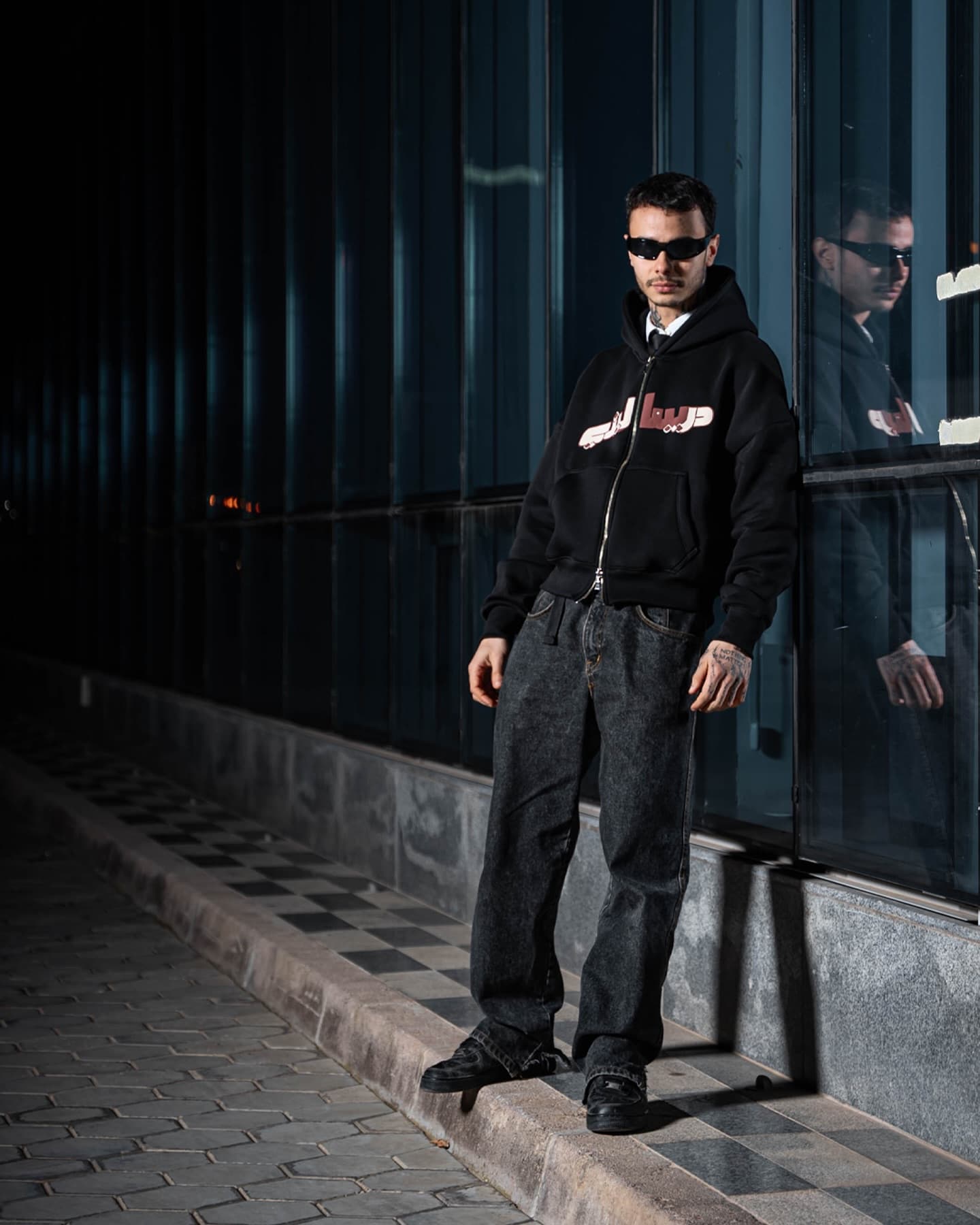 Black Signature Zip Hoodie